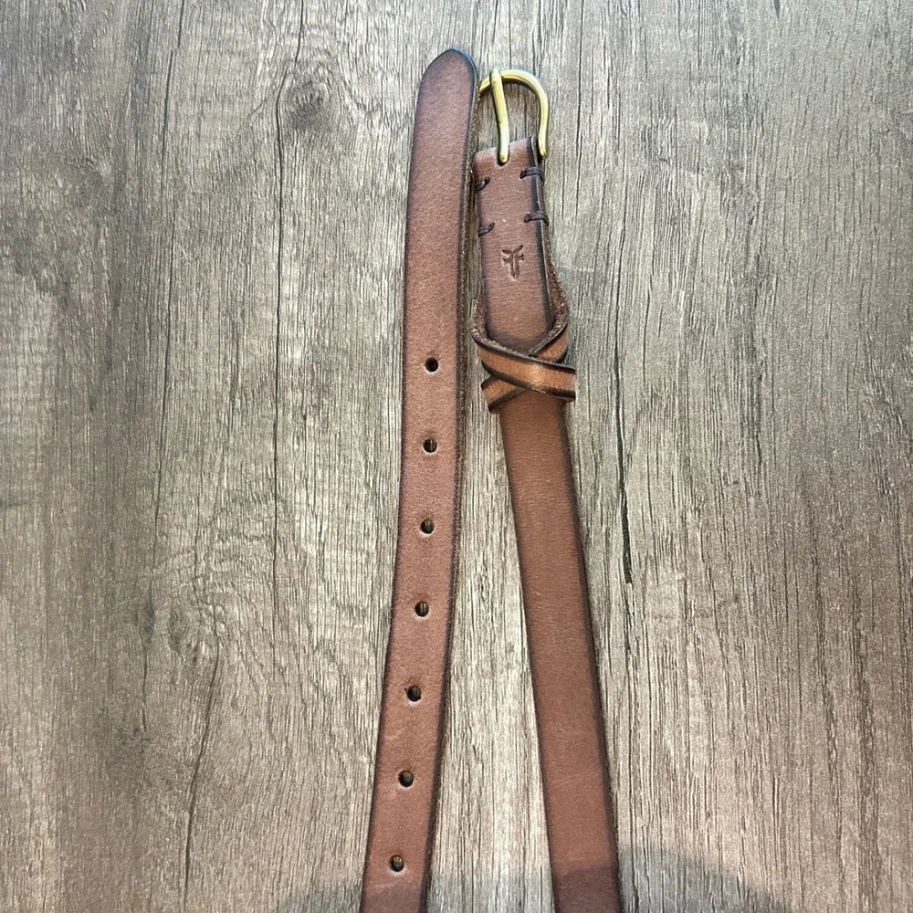 Frye Men Genuine Leather Belt‎ XL Brown Buckle Knot Detail Western Ranch Rodeo